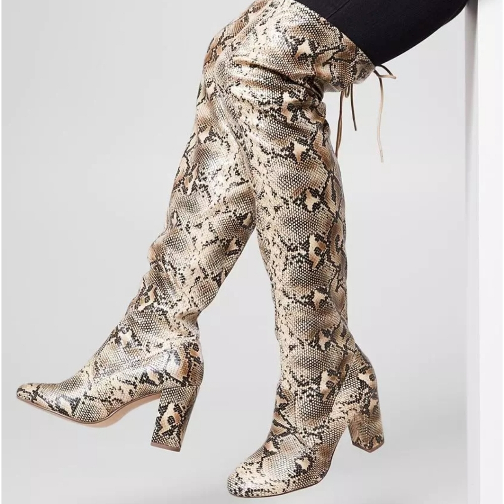 Snakeskin Over-the-Knee Boots